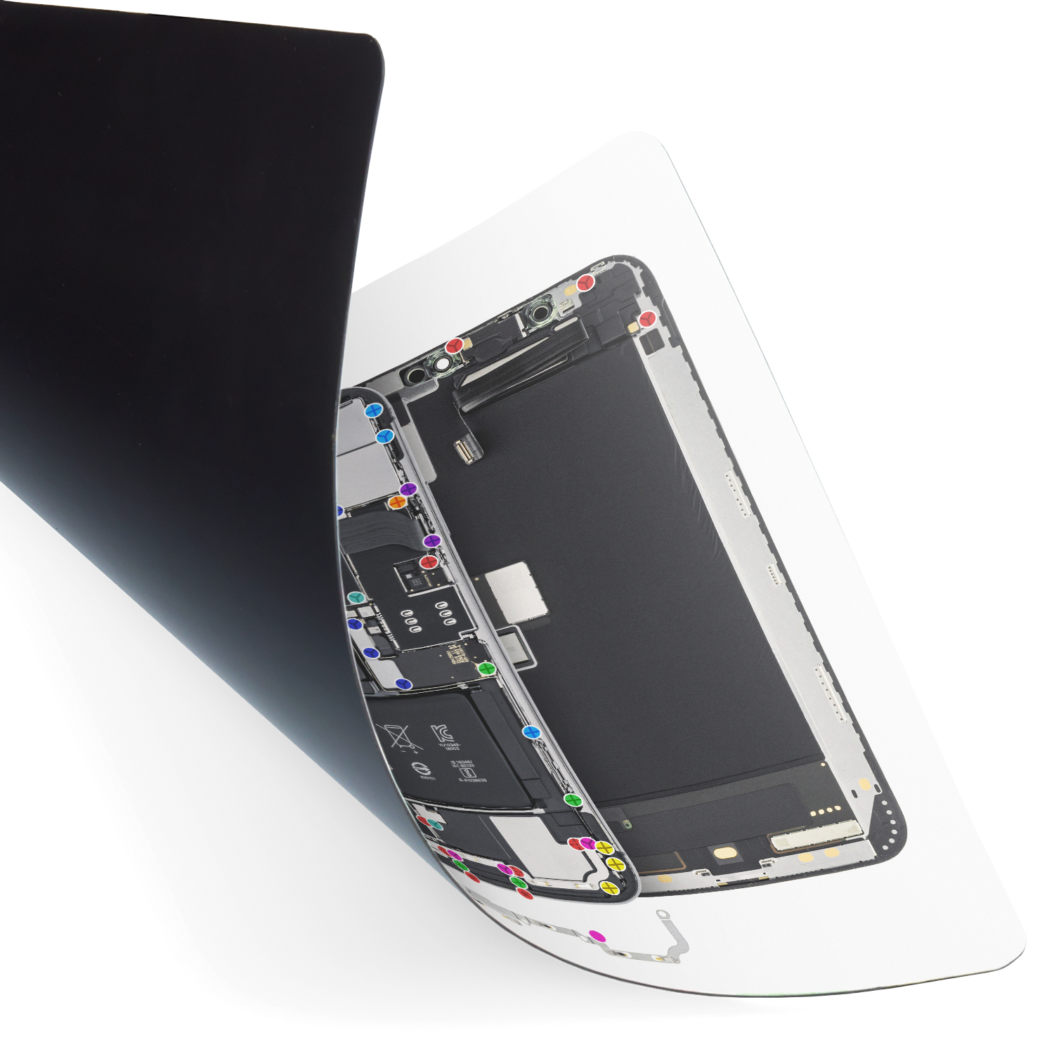 iPhone-XS-Max-Schroefmat-liggend-gebogen iPhone XS Max magnetische schroefmat
